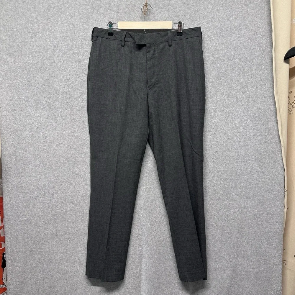 Louis Raphael Luxe Dress Pants‎ W34 L32 Charcoal Wool Officewear Workwear Flat